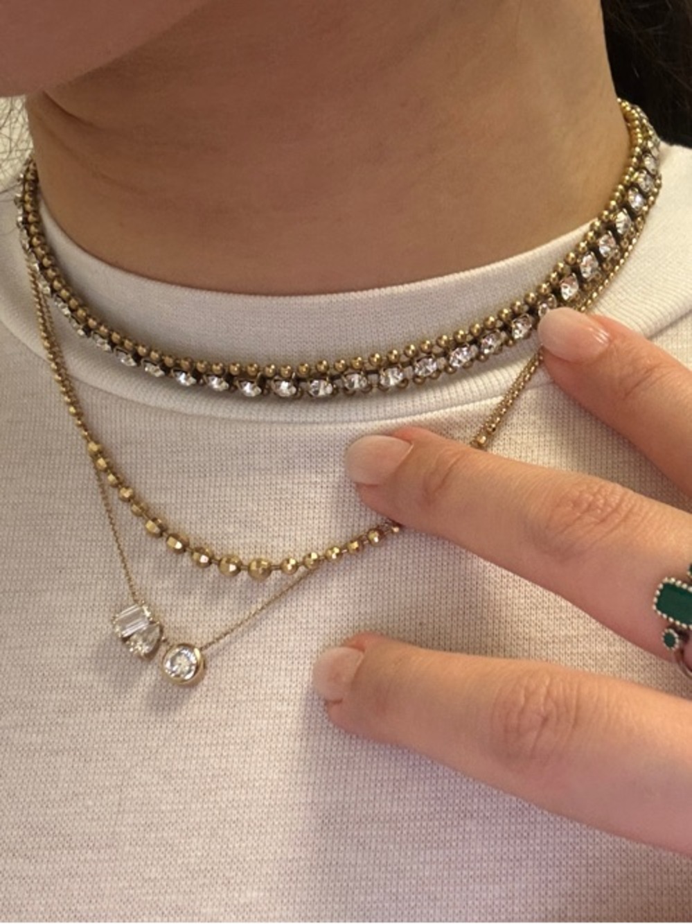 Loren Hope Gold and Clear Crystal Tennis Necklace